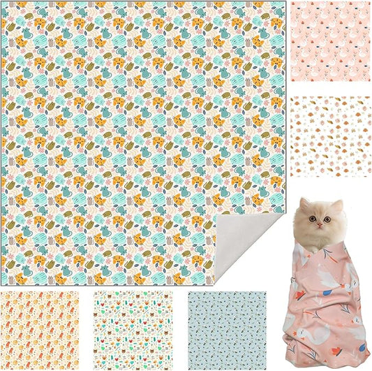 27.6" Cat Grooming Wrap, Cat Wrap for Cutting Nails, Self-Adherent Fabric Wrap for Cats, Cat Burrito Wrap Anti-Scratch, Anti-Escape, Multifunctional Swaddle Wrap Pet Tool (Green Kitten, X Large)