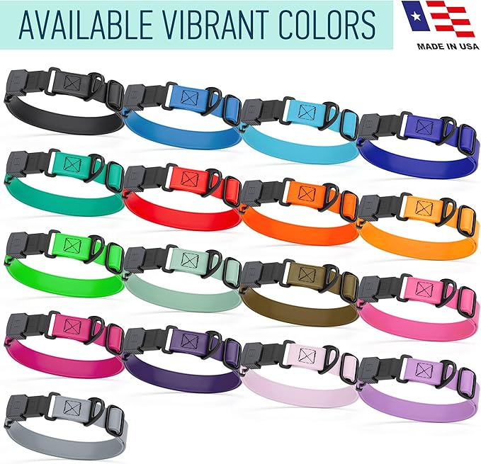 Dogline Biothane Waterproof Dog Collar with Herm Sprenger Stainless Steel Quick Release Buckle – Heavy Duty Tactical Durable Collar for Dogs – Comfortable and Safe Pet Collar, W 1" L 15-25" Sky Blue