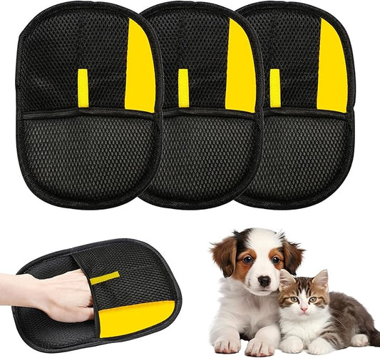 3Pcs Electrostatic Gloves Pet Hair Removal, 2025 Thickened Pet Hair Remover Glove, Washable Reusable Dog Cats Hair Gloves for Furniture Bed Sheets Couch Clothes Carpet Car Seat