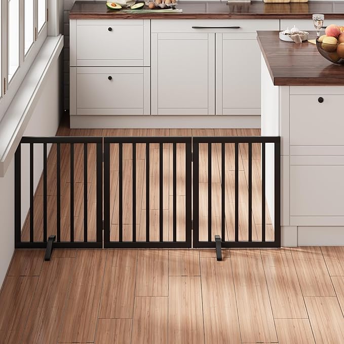 Black 18-55" Foldable Pet Gate for Stairs & Doorways, Puppy Gate Fence