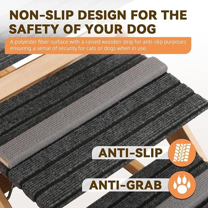 2-in-1 Dog Ramp and Dog Stairs Folding Ramp for Bed and Couch, Suitable for Small to Medium Dogs, Supports up to 150 Pounds