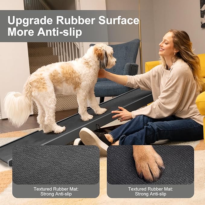 Aboron Antislip Folding Dog Ramp, Adjustable Pet Ramp for Bed/Couch/Car, Rubber Mat with High Traction, Great for Small & Large Old Dogs & Cats, Supports up to 200 lbs,63" Long