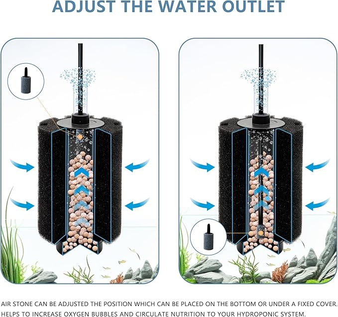 4Pcs Aquarium Sponge Filter 40 Gallon, Sponge Filter 50Gal with Airstone Breeding Fry Betta Shrimp Fish Tank 10 Gal to 50 Gal