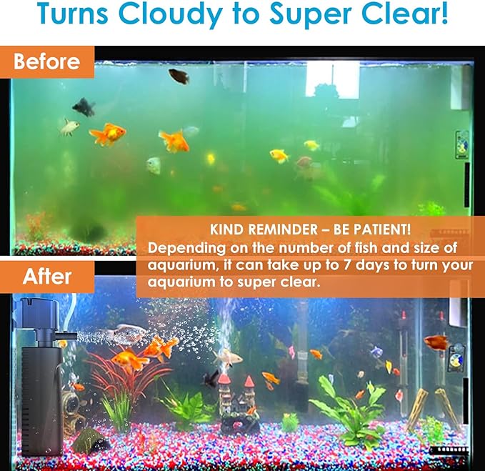 Aquarium U-V Filter for Green Water, Fish Tank Filter with Timer U-V Light, Turtle Tank Filter, Internal Filter with Dual Water Outlet & Aeration, for 70-100 Gallon Tank