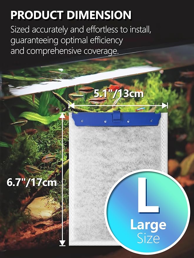 6 Pack Large Fish Tank Filter Cartridges Compatible with Tetra Whisper Bio-Bag Filters, Turtle Tank Filter Replacement for Whisper 20i, 40i / IQ20, 30, 45, 60 / PF20, 30, 40, 60 & ReptoFilter