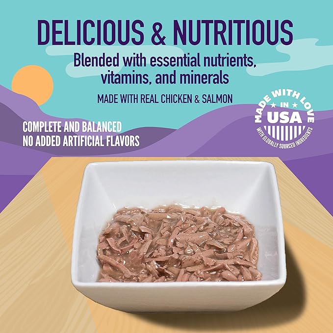 A Strong Heart Canned Wet Cat Food, Chicken & Salmon Dinner in Gravy - 5.5 oz Cans (Pack of 24), Made in The USA with Real Chicken & Salmon