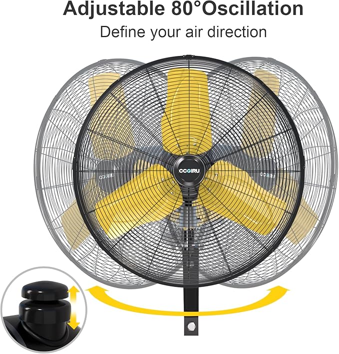9000 CFM 24" Outdoor Oscillating Wall Fan with 2 Pack, High Velocity 3-Speed Waterproof Professional Outdoor Fan, Heavy Duty Industrial Wall Mount Fans for Commercial, Garage, Warehouse, UL Listed