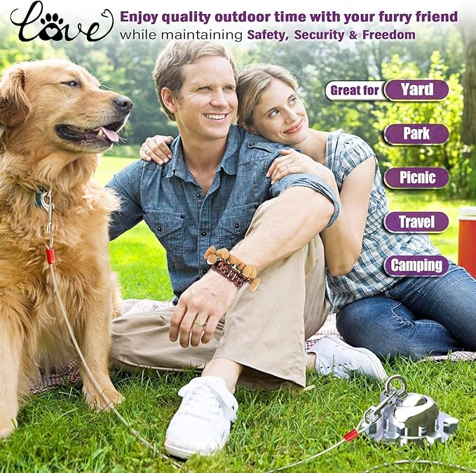 360° Swivel Dog Tie Out Stake Dog Anchor - 2025 Upgrade - Heavy Duty Stainless Steel Dog Yard Stake for Small to Large Dogs 6 PCS Dog Tethers Holds 1500Lbs of Pull Force Great for Yard Camping Outdoor