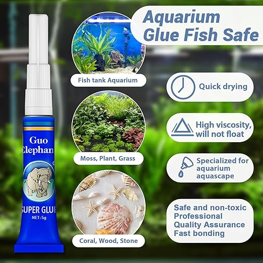 Aquarium Glue Fish Safety, 25Pcs Coral Reef Glue for Plants Moss, Coral, Stone, Wood Aquascaping, Quick Drying (25)