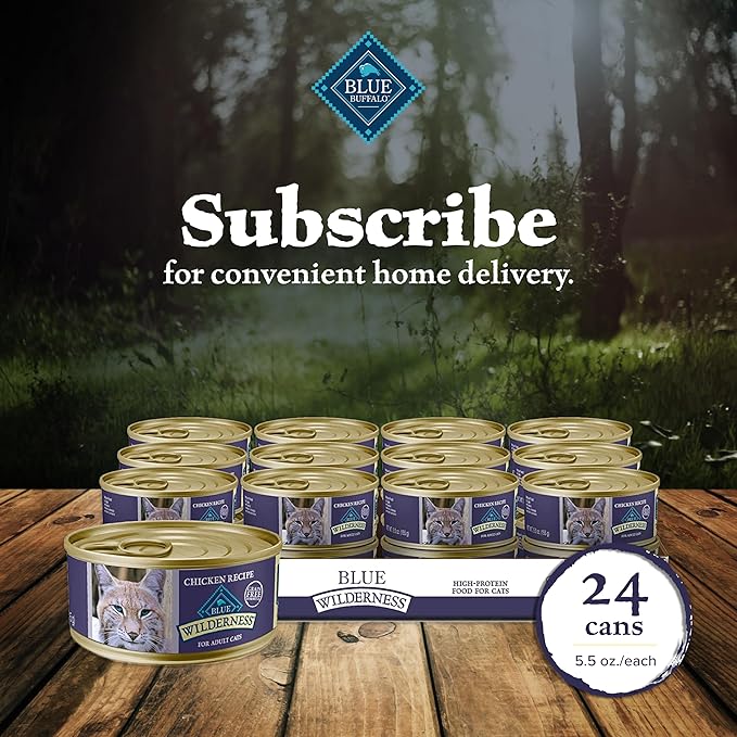 Blue Buffalo Wilderness High-Protein & Grain-Free Wet Cat Food Paté for Adult Cats 7+, Made with Natural Ingredients, Chicken Recipe, 3-oz. Cans (24 Count)