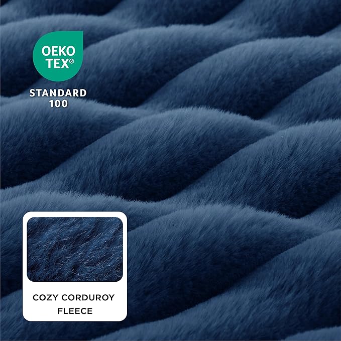 Bedsure Orthopedic Dog Bed for Medium Dogs, Waterproof Memory Foam Medium Pet Beds with Sides, Non-Slip Bottom and Egg-Crate Foam Dog Couch Sofa with Washable Removable Corduroy Cover, Blue