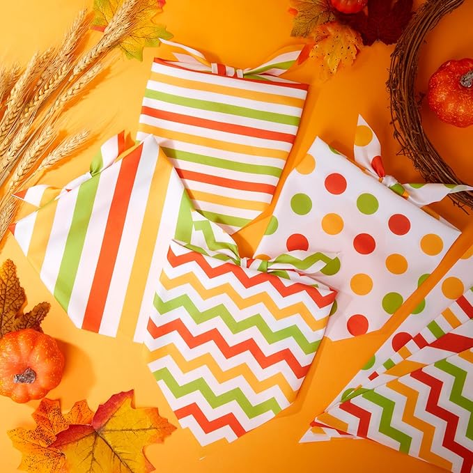 100 Pieces Fall Dog Bandanas Bulk Colorful Autumn Bandanas for Dogs with Polka Dot Stripe Wave Patterns for Pets Doggies Fall Autumn Thanksgiving Party Costume Accessories