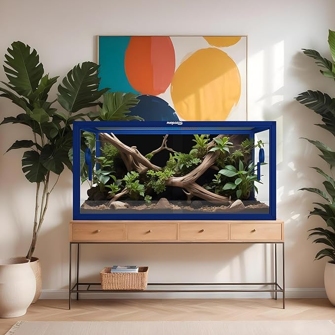 50 Gallon Bearded Dragon Tank, Reptile Enclosure for Easy Maintenance, Front Opening Reptile Tank with Top Screen Ventilation & Glass Sliding Door 36''x18''x18''