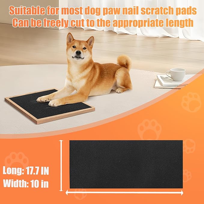 6 PCS Pet Nail Self Adhesive Replacement Emery Paper Fits Most Dog Scratch Pad Cat Litter Box DIY on The Places Where Pets Like to Scratch (10in*17.7in, Black)
