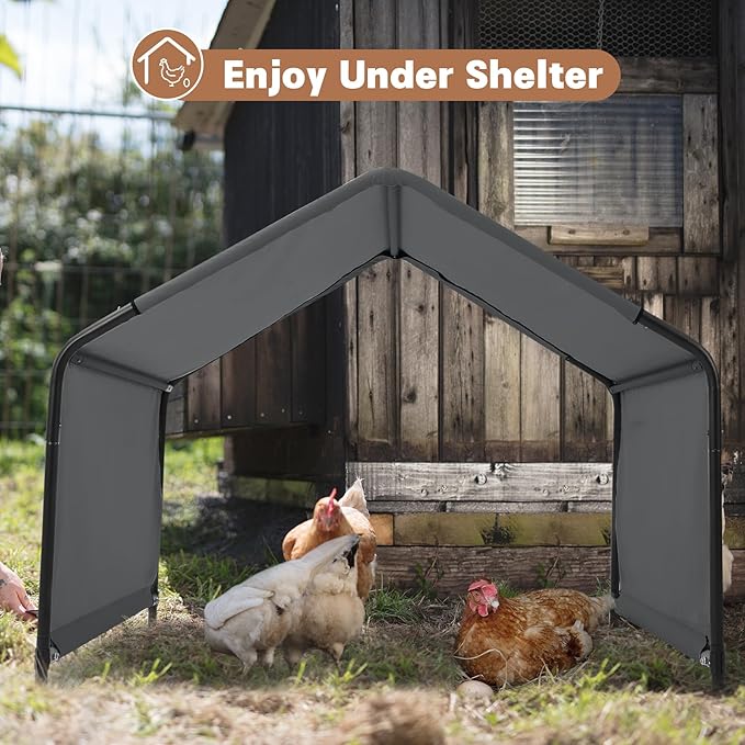 Dog Shade Shelter Outdoor 4'x4'x3' Tent for Large Medium Dogs, Outside Sun Rain Canopy Pet House for Livestock Pigs Cats with Waterproof Roof Ground Nails,Darkl Gray
