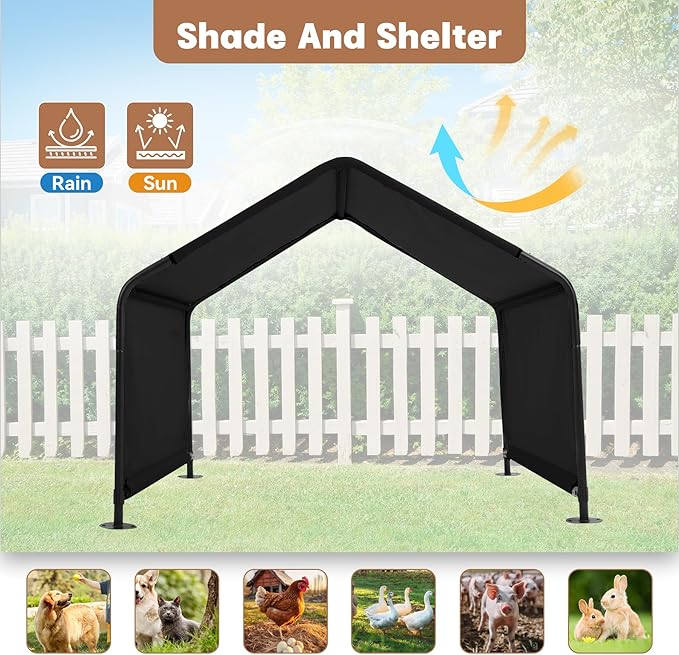 Dog Shade Shelter Outdoor 4'x4'x3' Tent for Large Medium Dogs, Outside Sun Rain Canopy Pet House for Cats Pigs Livestock with Waterproof Roof Ground Nails,Black