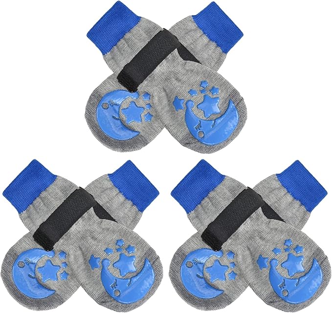 BEAUTYZOO Anti-Slip Dog Socks,Dog Shoes for Hot/Cold Pavement,Paw Protectors with Grips 3 Pairs for Puppy Small Medium Large Senior Old Dogs,Dog Socks to Prevent Licking and Hardwood Floor Protection