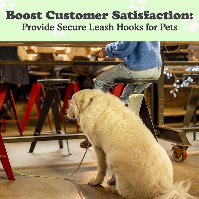 Canine Hitch- Secure Dog Leash Parking Mounted Indoor – Outdoor Wall Hook - Tie Out Stainless Steel Practical Lead Management for Home & Business, Slim Compact 6 Pack