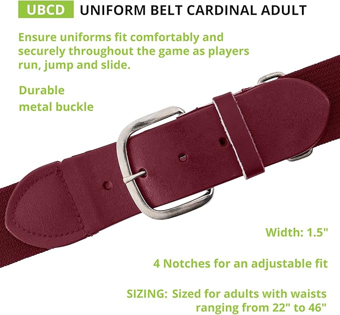 Champion Sports Baseball/Softball Uniform Belt, Comfort Stretch Fit Durable Syntex Tab - Youth & Adult Sizes, Multiple Colors