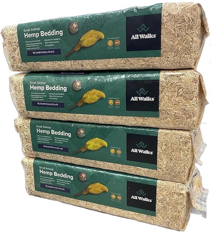 All Walks 40 Liter Hemp Bedding for Chicken Coops, Guinea Pigs, Hamsters, Rabbits, and Other Small Animals - 100% Natural, Superior Odor Control, Sustainably Sourced Pet Bedding - Made in America