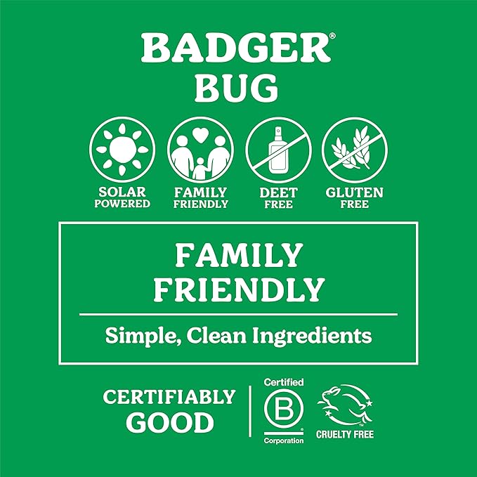 Badger Bug Repellent, Easy to Use Travel Stick, DEET-Free Mosquito Repellent & Insect Protection, Certified Organic Essential Oil Balm
