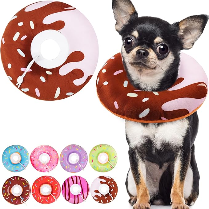 Cat Cone Collar Soft, Cute Cat Donut Collar After Surgery, Adjustable Kitten Recovery Cones to Stop Licking, Lightweight Neck Elizabethan Collars for Cats Kittens (Chocolate, Large)
