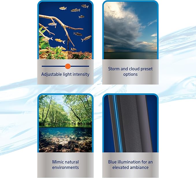 Coralife Fish Tank Aquarium Seascape WiFi/Bluetooth Smart LED Light Fixture, 18-24"