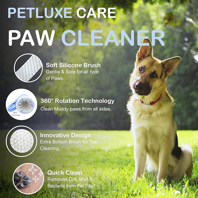 Dog Paw Cleaner for Small & Medium Dogs – Portable Paw Washer Cup with Soft Silicone Brush, Towel & Moisturizing Balm – Gently Cleans Muddy Paws After Walks (Blue, Medium)