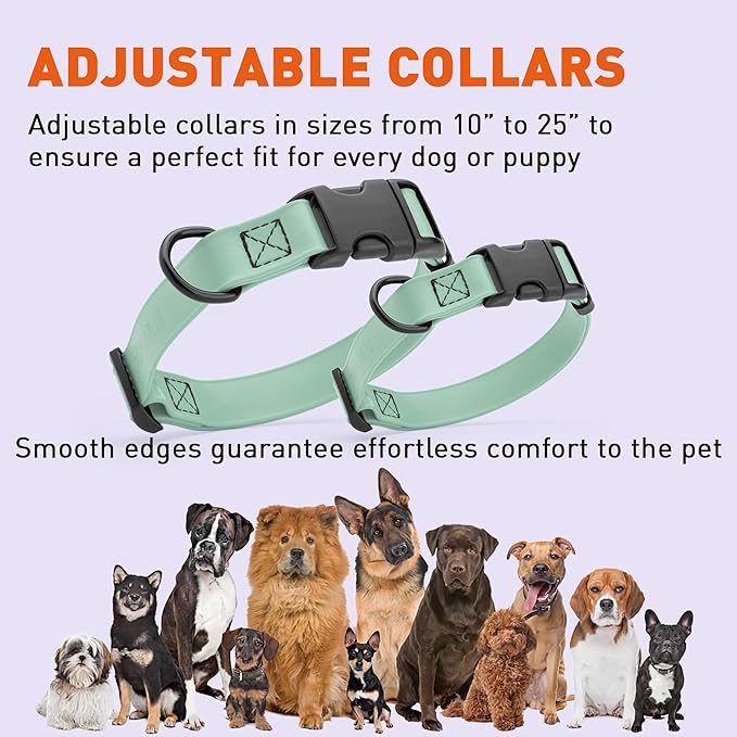 Dogline Biothane Waterproof Dog Collar with Quick Release Buckle Strong Coated Nylon Webbing with Odor- Proof for Easy Care Easy to Clean Fits Small Medium Large Dogs, Sage Green 5/8" W 9-14" L