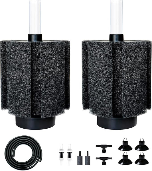 2 Pack 60-70 Gal Aquarium Sponge Filter with Air Stone and Ceramic Filter Media Quiet Fish Tank Bio Filter for Breeding Fry Shrimp Betta Fish Tank