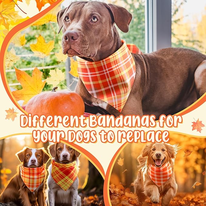 Abbylike 50 Pcs Fall Plaid Dog Bandanas Bulk Autumn Bandanas for Dogs Triangle Kerchief Bibs Scarf for Small Medium Large Pets Thanksgiving Costume Accessories, 25 Styles (31.5 x 21.7 x 21.7 Inch)