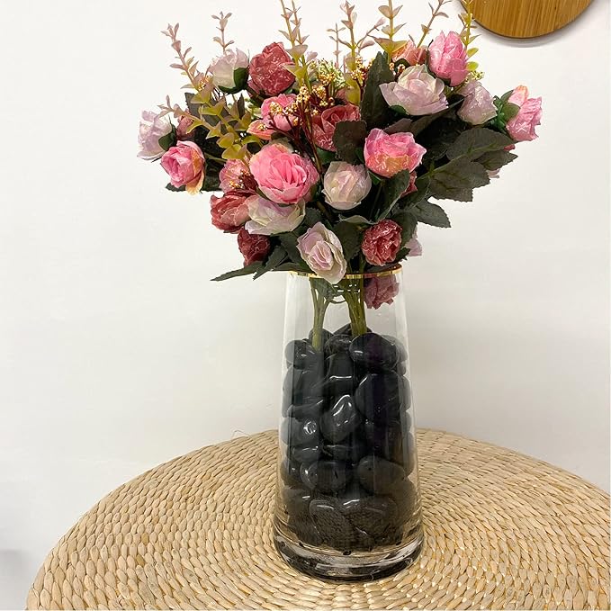 2 lbs Black Pebbles for Indoor Plants, 1-2 Inch Decorative River Rocks for Planters, Landscaping Stones, Vase Fillers and Outdoor Garden