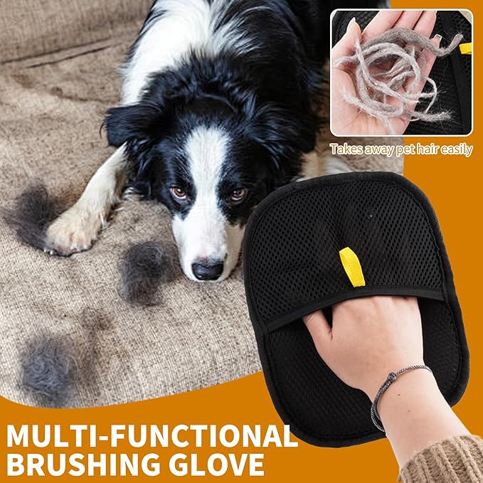 2PCS Electrostatic Pet Grooming Gloves, Reusable Hair Remover for Dog Cat Fur on Clothes Furniture Car Seat/Red