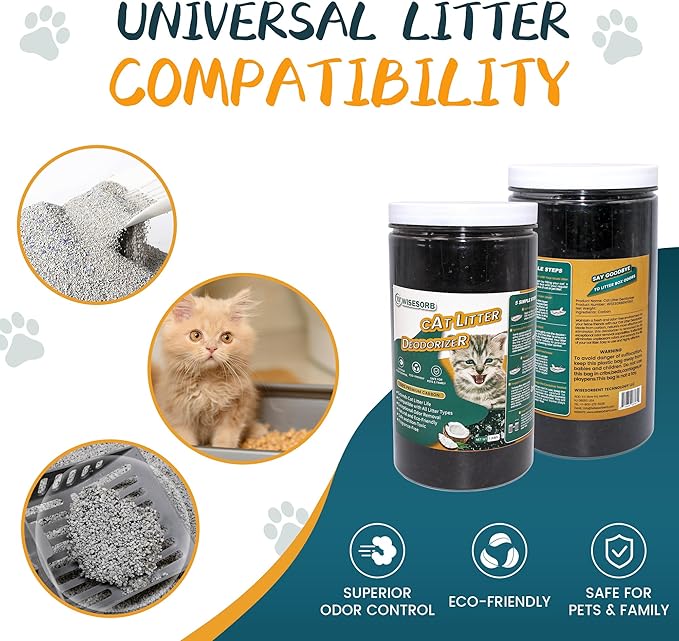 Cat Litter Deodorizer 1.2Lb Activated Carbon Litter Box Odor Eliminator Absorber Unscented Cat Litter Odor Control Room Deodorizer Solution for Homes with Pets