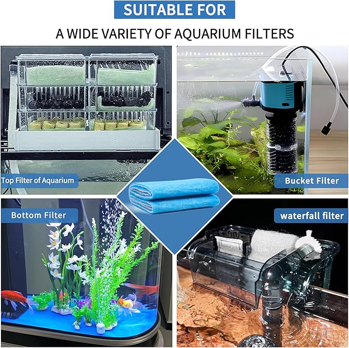 12" x 78" Aquarium Filter Sponge Fish Tank Pond Filter Media Filters Pad for Fish Tank,Filter Freshwater, Saltwater Aquariums, Reusable Fish Pond Filter Material, 0.78" Thick,Blue
