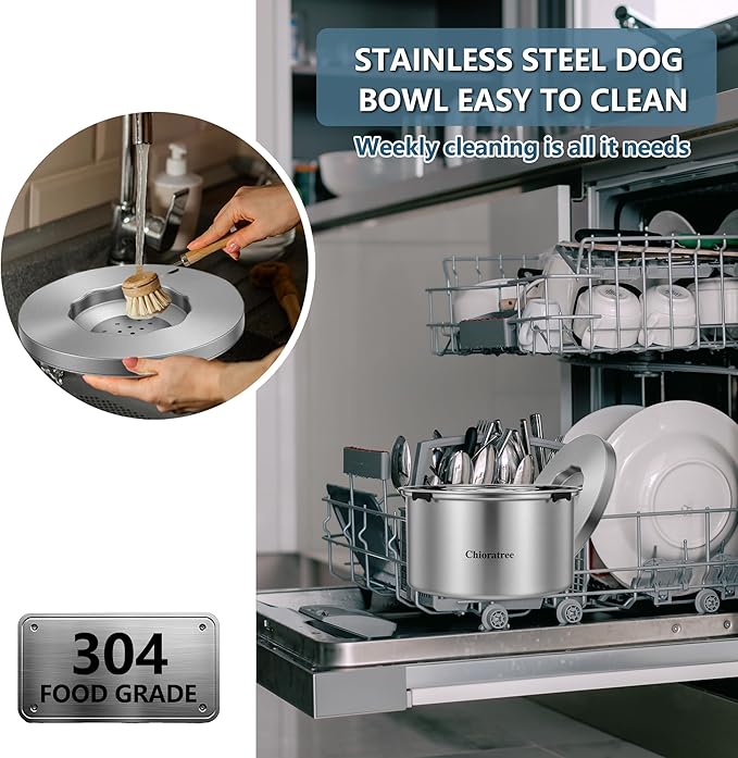 Dog Water Bowl No Spill,5.6L/1.5Gal Large Spill Proof Water Bowl for Dogs,Stainless Steel Slobber Stopper Slow Drinking Dog Bowl Anti Splash Pet Water Dispenser for Messy Drinkers