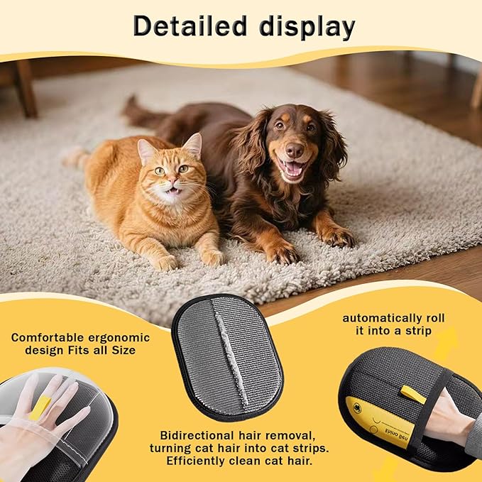 3 Pcs Pet Hair Removal Glove for Cats,Newly Upgraded Reusable Electrostatic Pet Hair Gloves, magic brush pet hair remover Tool for Clothing, Couch, Carpet, Car Seat
