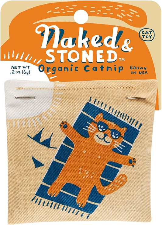 Blue Q Naked & Stoned Catnip Cat Toy. Premium Organic Catnip Grown in The USA, 100% Cotton Pouches, Kitty Graphics Sure to Delight Every Cat-Keeper.