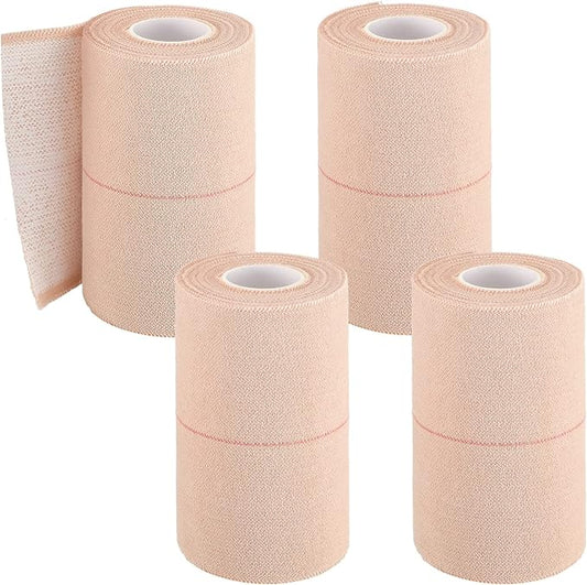 4 Rolls Elastic Tape Adhesive Elastic Tape Self Adhesive Bandage Wrap Flexible Stretch Bandages for Sports Ankle, Knee and Wrist Sprains Animal Pets, 5 Yard (4 Inch in Width)
