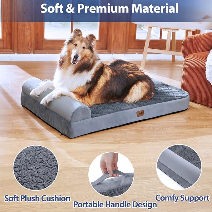 Bark Alley Jumbo Memory Foam Orthopedic Bed - Waterproof Washable Cover, Perfect for Medium, Large, and Extra Large Dogs, Sofa and Couch