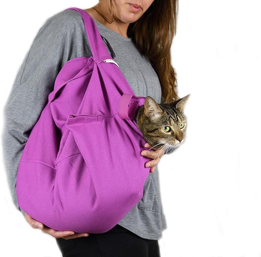Cozy Comfort Carrier - X-Small Lavender Cat Carrier Soft, Cat Restraint Bag and Cat Sling Carrier for Grooming, Vet Visits, Medication Administration, Dental Care, and Nail Trimming