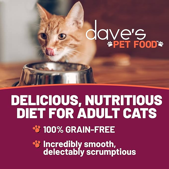 Dave's Pet Food Grain Free Wet Cat Food Pate (Chicken & Duck Dinner), Made in Canada Naturally Healthy Canned, Added Vitamins & Minerals, 5.5 oz Cans (24 Pack)