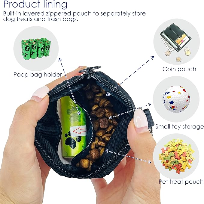 Dog Treat Pouch for Pet Walking and Training with Clicker Poop Bags Small Fanny Zipper Pack Holder for Puppy Snack Dispenser Kit for Leash and Outdoor Use (Valentine)