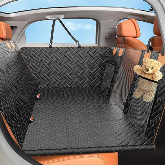 Dog Car Seat Cover for Back Seat,100% Waterproof & Scratchproof Back Seat Pet Cover for Dogs,5MM PP Board Hard Bottom Dog Bed for Car,Supports 400lbs Back Seat Extender for Dogs for Car/SUV