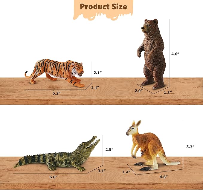9 PCS Zoo Animal Toys for Kids 3-5 Realistic Plastic Wild Animal Figurine Toys Educational Learning Toy for Kids Boys Girls Toddlers