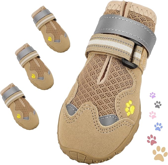 Dog Shoes for Large Medium Small Dog, Mesh Breathable Dog Shoes for Hot Pavement, Anti-Slip Dogs Boots Paw Protectors with Reflective for Outdoor Walking Indoor Hardfloors (Size 5)