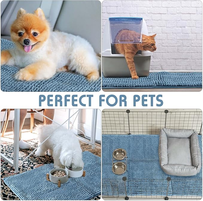 Amylove 4 Pcs Guinea Pig Cage Liner Guinea Pig Bedding Washable Fleece Pee Pads Reusable Small Animals Training Mat Small Animal Sleeping Bed for Bunny Hamster(Blue,16 x 24 Inch)