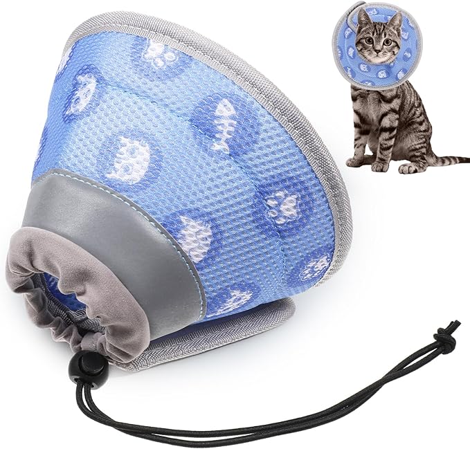 Cat Cone Collar After Surgery Soft to Stop Licking Lightweight Kitten Recovery Collar Comfortable Water Resistant Dogs Collars Adjustable Foldable Elizabethan Collars for Small Large Cats