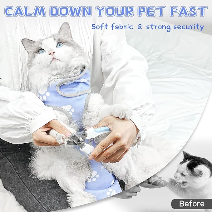 Cat Grooming Hammock, Self-Adherent Wrap for Cutting Nails, Anti-Escape Calming Grooming Bag for Medicine, Nail Clipping, Teeth Brushing, Ear Cleaning