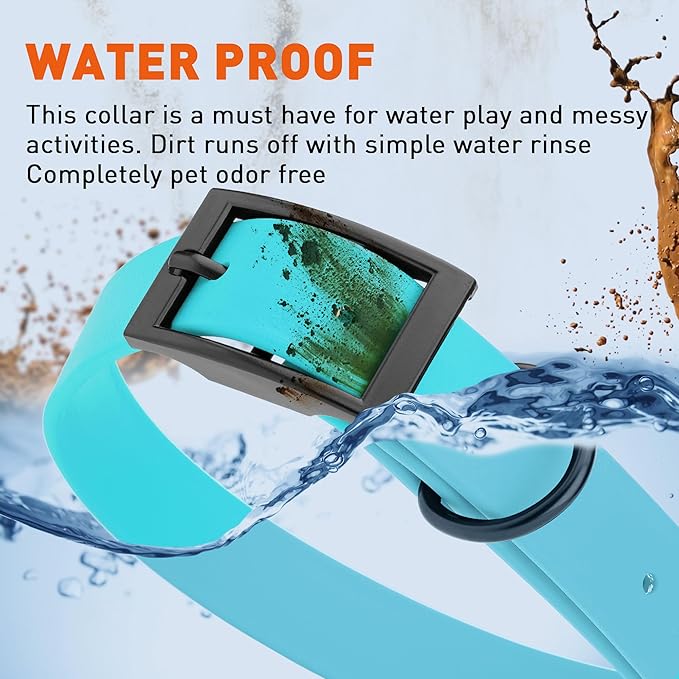 Dogline Biothane Waterproof Dog Collar Strong Coated Nylon Webbing with Black Hardware Odor- Proof for Easy Care Easy to Clean High Performance Fits Small Medium or Large Dogs, Sky Blue